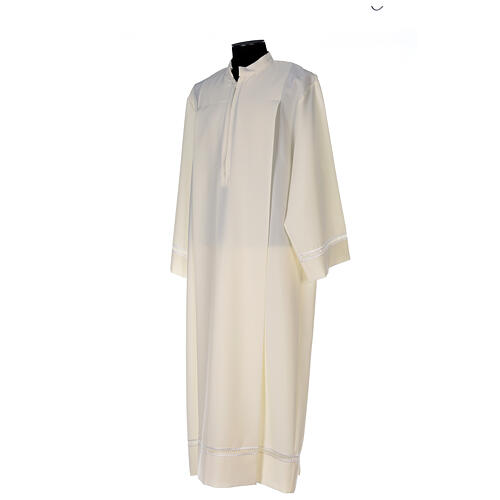 Alb 100% polyester with shoulder zipper and gigliuccio hemstitch, ivory 5