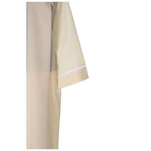 Alb 100% polyester with shoulder zipper and gigliuccio hemstitch, ivory 6