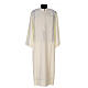Clergy Alb with gigliuccio hemstitch with shoulder zipper 100% polyester, ivory s1