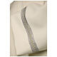 Clerical Alb 65% polyester 35% cotton with silver gigliuccio hemstitch and front zipper, ivory s2