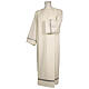 Priest Alb with silver gigliuccio hemstitch in ivory and front zipper s1