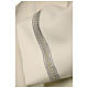 Alb 100% polyester with silver gigliuccio hemstitch and shoulder zipper, ivory s2