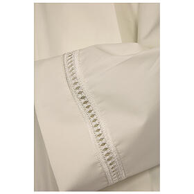 Catholic Alb 65% polyester 35% cotton with shoulder zipper and gigliuccio hemstitch, ivory