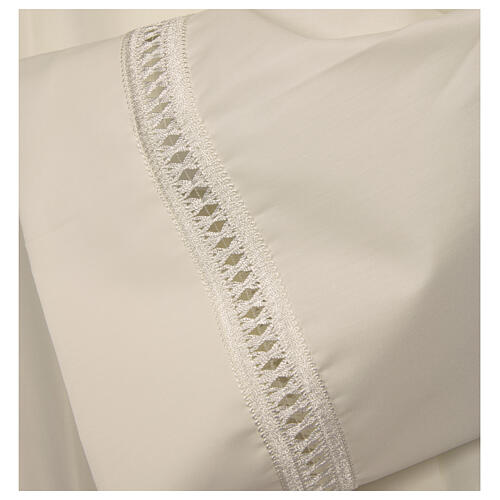 Alb in polyester with zipper on the front and gigliuccio hemstitch, ivory 2
