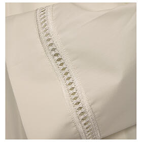 Roman Alb in polyester with zipper on the front and gigliuccio hemstitch, ivory