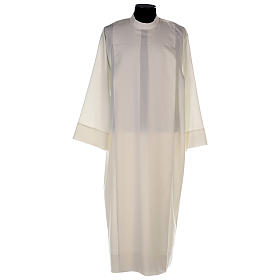 Catholic Alb in polyester with shoulder zipper, ivory