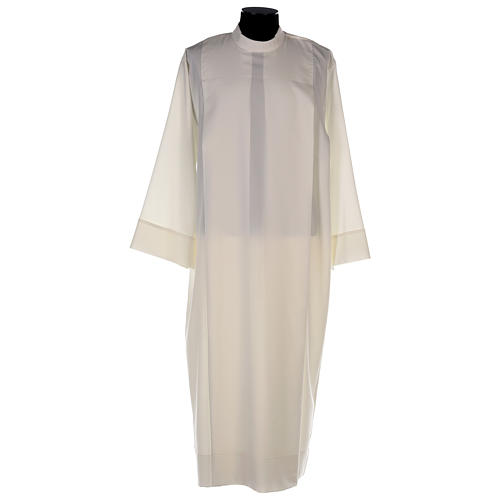 Catholic Alb in polyester with shoulder zipper, ivory 1