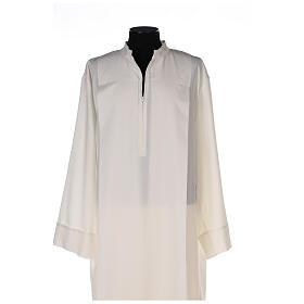 Alb in polyester with zipper on the front, ivory