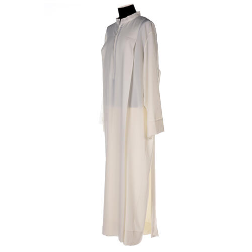 Priest Alb with front zipper in polyester, ivory 4