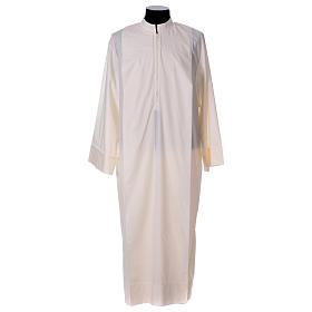 Albs: Alb 65% polyester 35% cotton with 2 pleats and zipper on the front, ivory