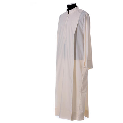 Priest Alb 65% polyester 35% cotton with 2 pleats and zipper on the front, ivory 4