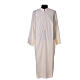 Priest Alb 65% polyester 35% cotton with 2 pleats and zipper on the front, ivory s1