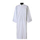 Alb 65% polyester 35% cotton with 2 pleats and zipper on the front, white s1