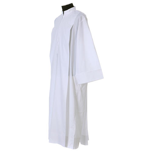 Clerical Alb with 2 pleats and front zipper, 65% polyester 35% cotton 3