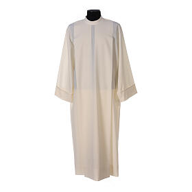 Alb 55% polyester 45% wool with 2 pleats and shoulder zipper, ivory