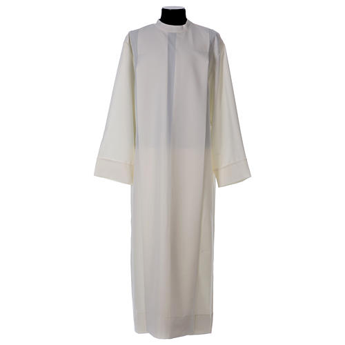 Clergy Alb in polyester with 2 pleats in ivory and shoulder zipper ...