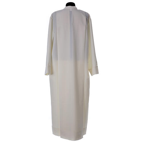 Clergy Alb in polyester with 2 pleats in ivory and shoulder zipper, 5