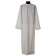 Clergy Alb in polyester with 2 pleats in ivory and shoulder zipper, s1