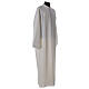 Clergy Alb in polyester with 2 pleats in ivory and shoulder zipper, s4