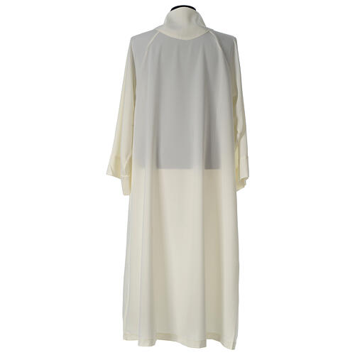 Monastic Alb in ivory in polyester, flared with fake hood 4
