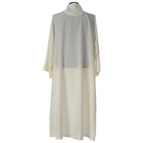 Monastic Alb in ivory in polyester, flared with fake hood 5