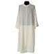 Monastic Alb in ivory in polyester, flared with fake hood s1