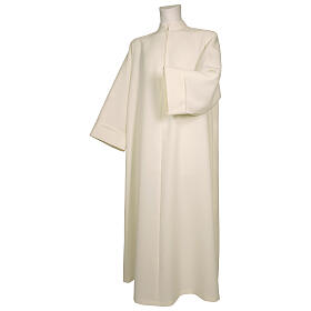 Alb in polyester, flared with zipper on the front, ivory
