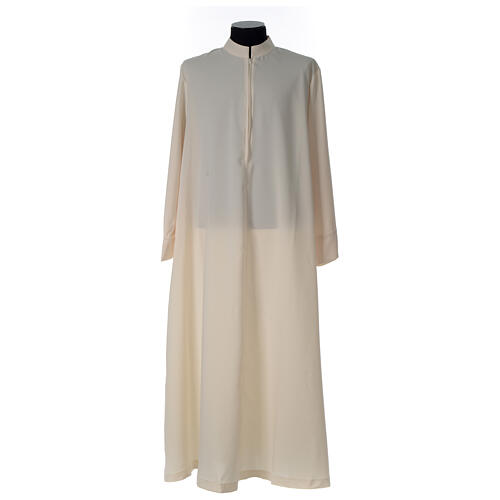 Alb in polyester, flared with zipper on the front, ivory 5