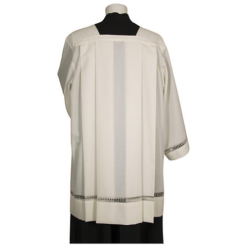 Surplice 55% polyester 45% wool with gigliuccio hemstitch, 4 pleats, ivory 4