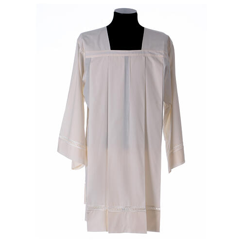 Surplice 65% polyester 35% cotton with gigliuccio hemstitch, 4 pleats, ivory 1