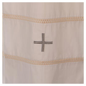 Ivory alb with cross and ivory hemstitch Gamma