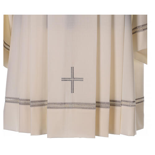 Hemd aus Polyester und Wolle mit gesticktem Kreuz und Lilie, elfenbeinfarben Gamma 2