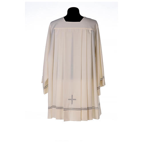 Hemd aus Polyester und Wolle mit gesticktem Kreuz und Lilie, elfenbeinfarben Gamma 5