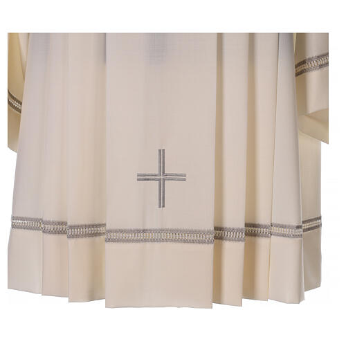 Ivory surplice, 55% polyester 45% wool, cross and grey hemstitch Gamma 2