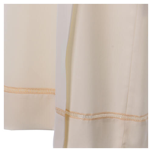Ivory alb 55% wool 45% polyester front zipper interlaced hemstitch Gamma 2