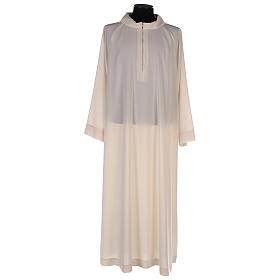 Aubes liturgiques et Surplis: Aube ivoire 100% polyester léger Aubes liturgiques et Surplis: Aube ivoire 100% polyester léger
