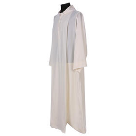 Ivory priest alb with front zipper, 55% polyester 45% wool