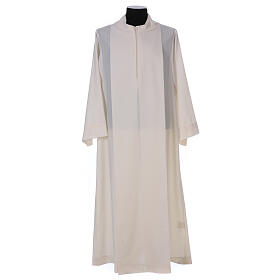 Ivory priest alb with front zipper, 55% polyester 45% wool Gamma
