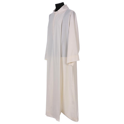 Ivory priest alb with front zipper, 55% polyester 45% wool Gamma 2