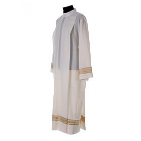 Alb with shoulder zipper, ivory colour, 55% polyester 45% wool