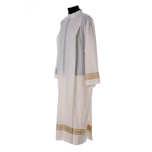 Priest alb in ivory with shoulder zipper, 55% polyester 45% wool 2
