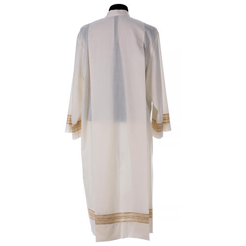Priest alb in ivory with shoulder zipper, 55% polyester 45% wool 6