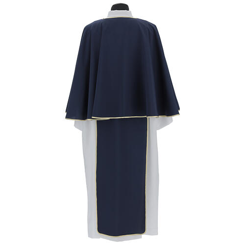 Costume de confrérie polyester blanc et bleu bords or 11