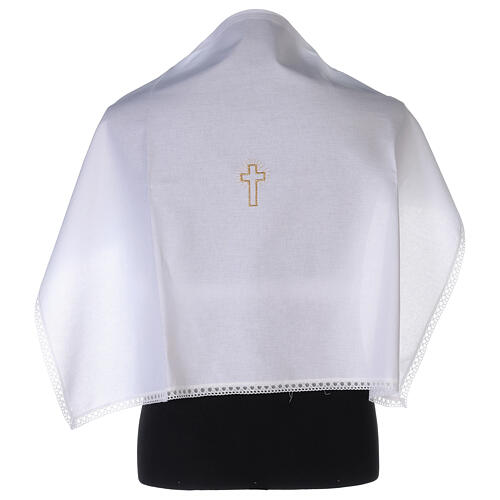 Cotton amice with embroidered gold cross 1