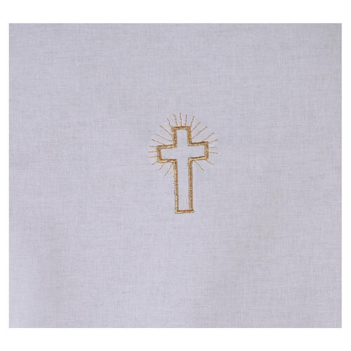 Cotton amice with embroidered gold cross 2