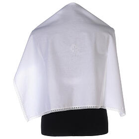Amice in cotton with white embroidered cross