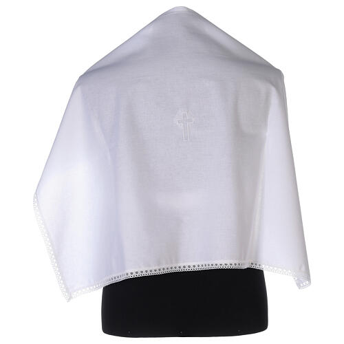 Amice in cotton with white embroidered cross 1
