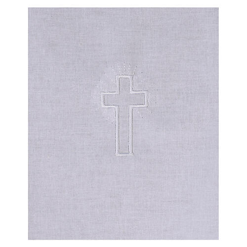 Amice in cotton with white embroidered cross 2