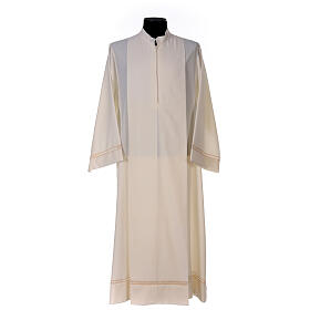 Alb 55% wool 45% polyester, ivory fabric, hand-embroidered hemstitches, front zipper Gamma