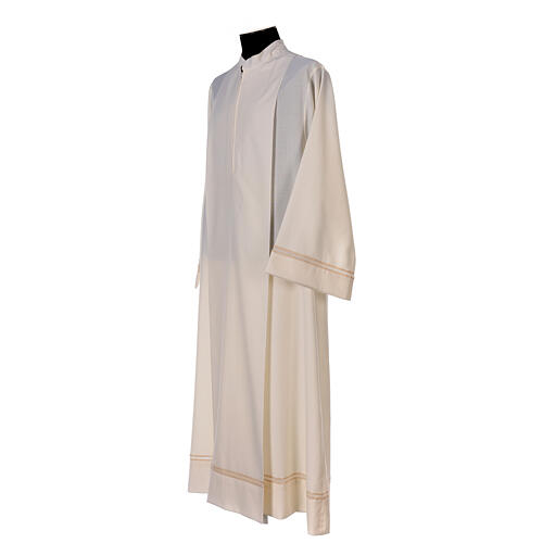 Alb 55% wool 45% polyester, ivory fabric, hand-embroidered hemstitches, front zipper Gamma 5
